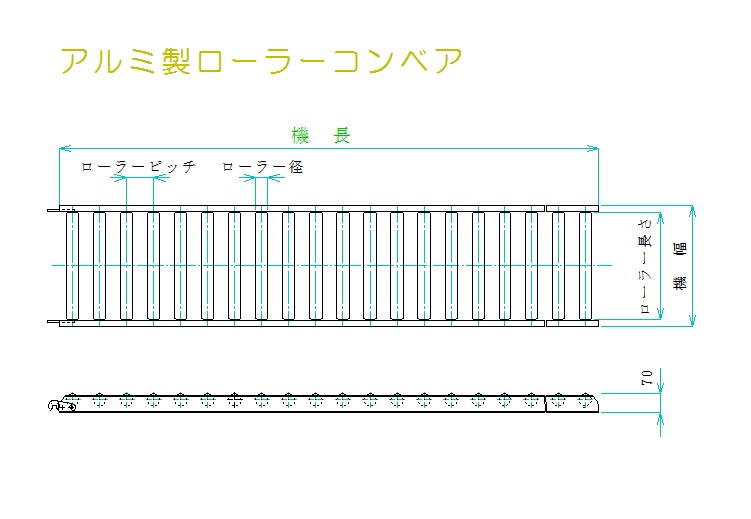 300x1500mm ローラーコンベアー アルミ製 エスコ ESCO EA985LA-32